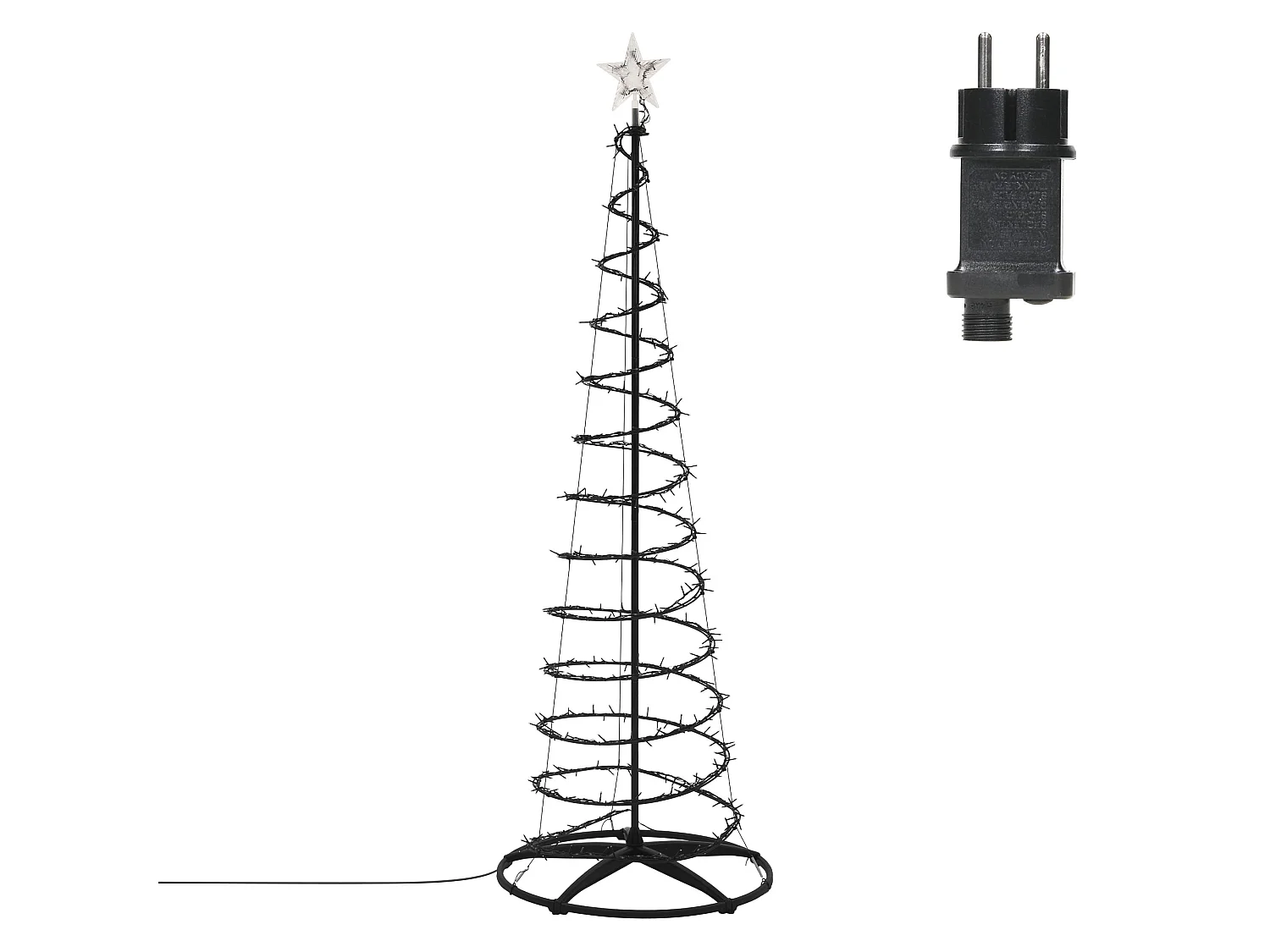 ECD Germany Albero di Natale a Spirale 210 cm con Ghirlanda Luminosa e Stella 756 LED Luce Bianco Caldo Decorazione Natalizia per Esterno ed Interno