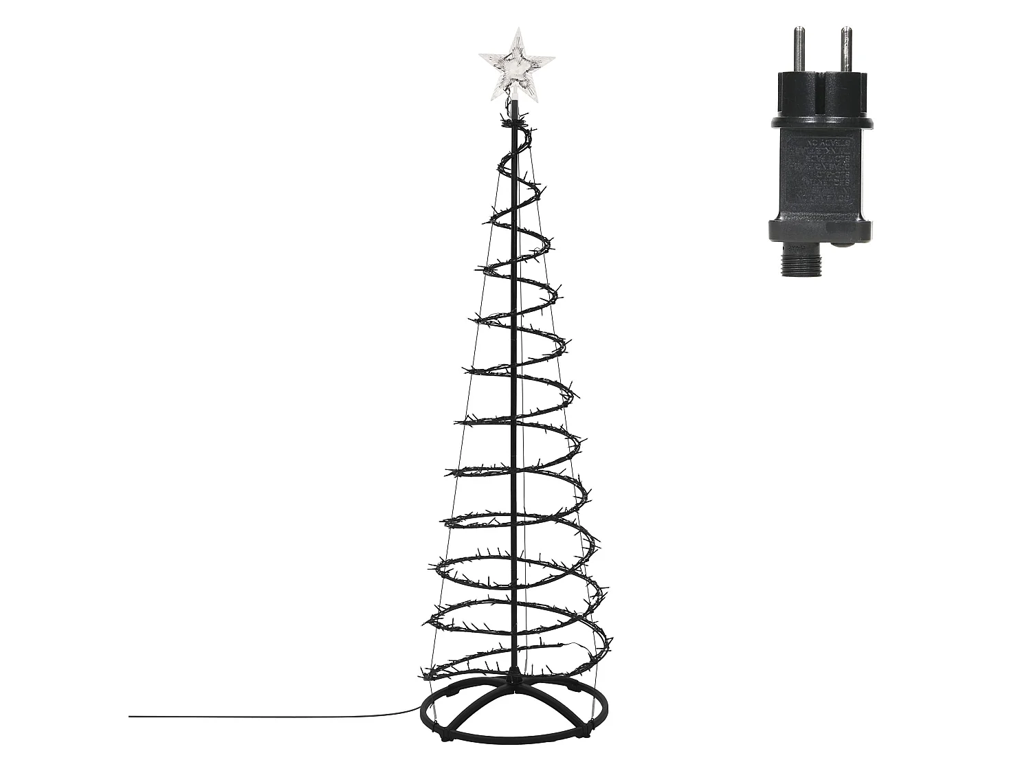 ECD Germany Albero di Natale a Spirale 180 cm con Ghirlanda Luminosa e Stella 640 LED Luce Bianco Caldo Decorazione Natalizia per Esterno ed Interno