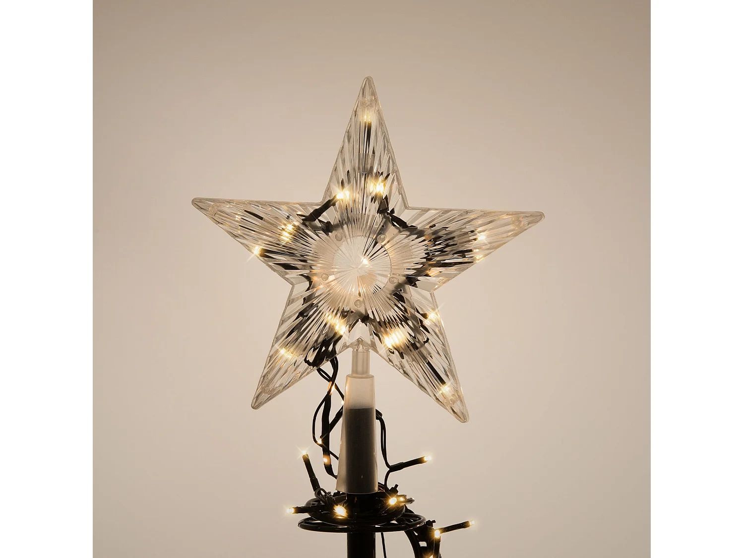 ECD Germany Albero di Natale a Spirale 180 cm con Ghirlanda Luminosa e Stella 640 LED Luce Bianco Caldo Decorazione Natalizia per Esterno ed Interno