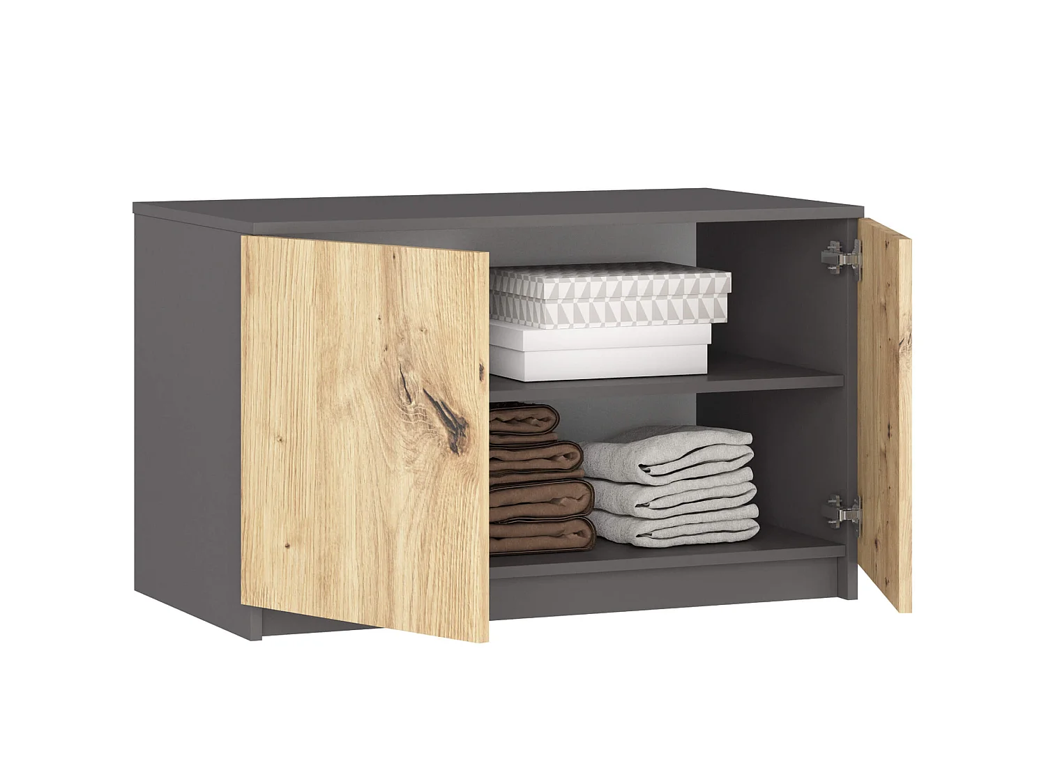 Opzetkast S90 / Grafietgrijs / Front Artisan Eiken / 90 cm / 2 Deuren / 90 x 51 x 55 cm