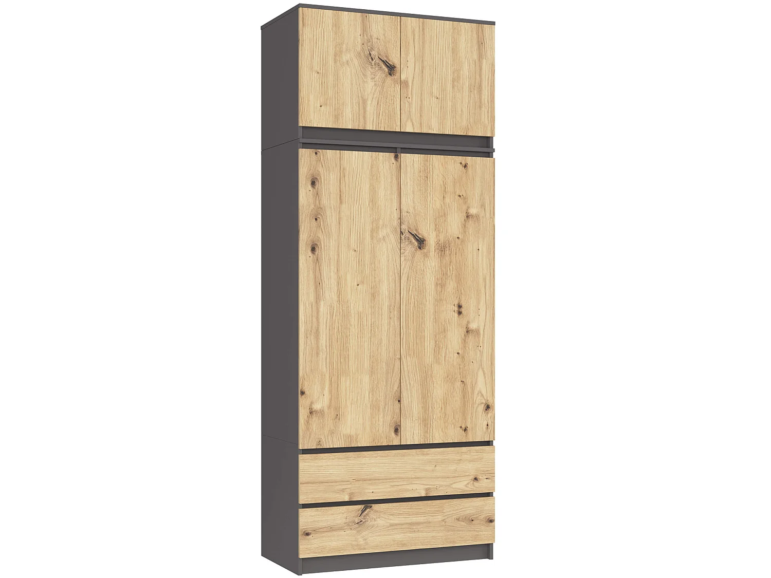 Opzetkast S90 / Grafietgrijs / Front Artisan Eiken / 90 cm / 2 Deuren / 90 x 51 x 55 cm