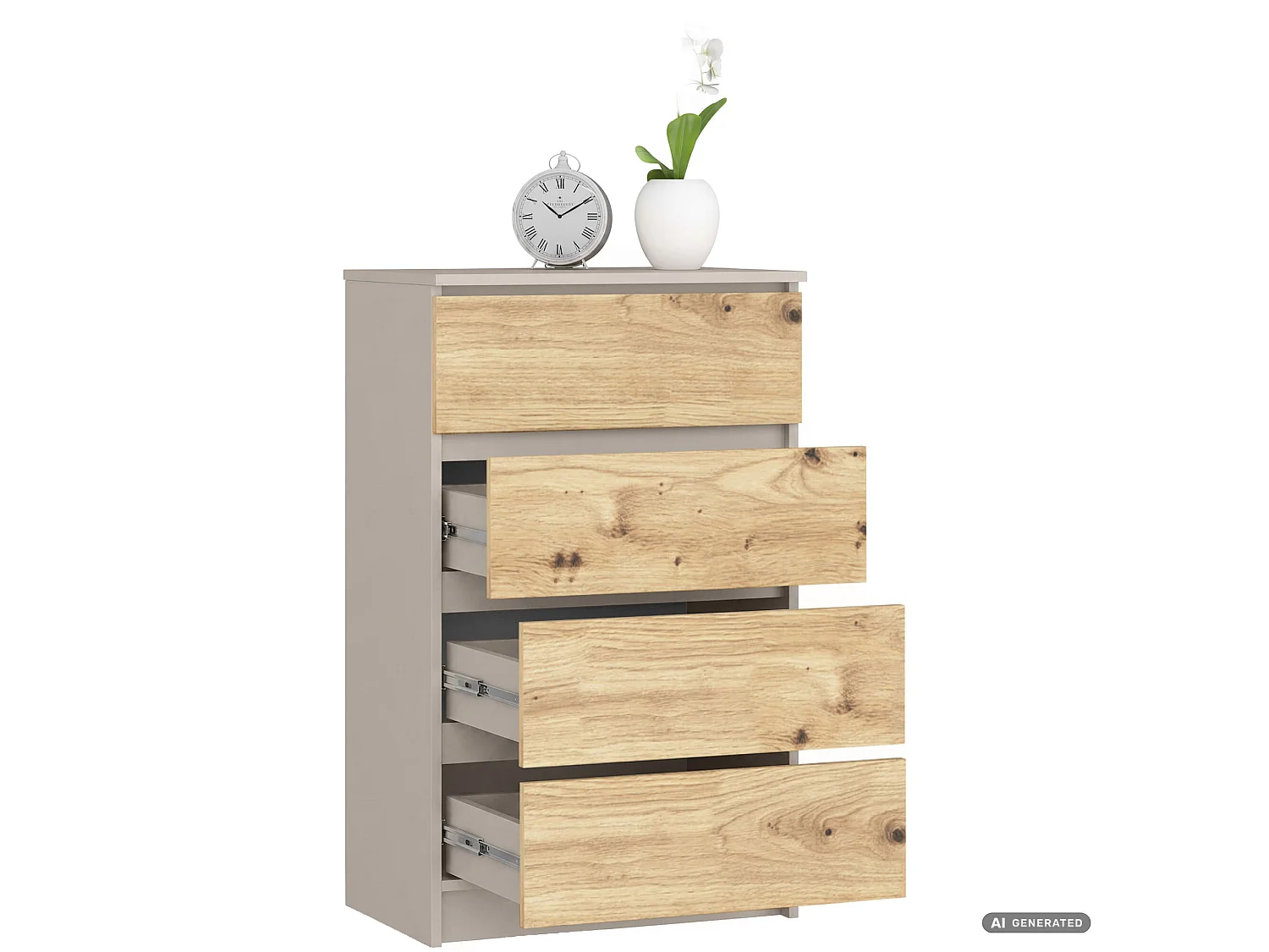 Commode K60 Cachemire 60 cm 4 tiroirs couleur Chêne Artisan mat 60x40x99 cm