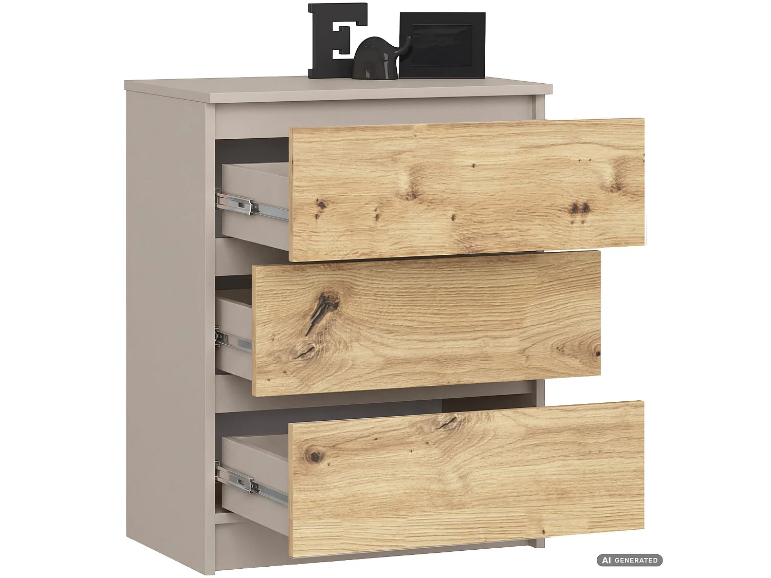 Commode K60 Cachemire 60 cm 3 tiroirs couleur Chêne Artisan mat 60x40x77 cm