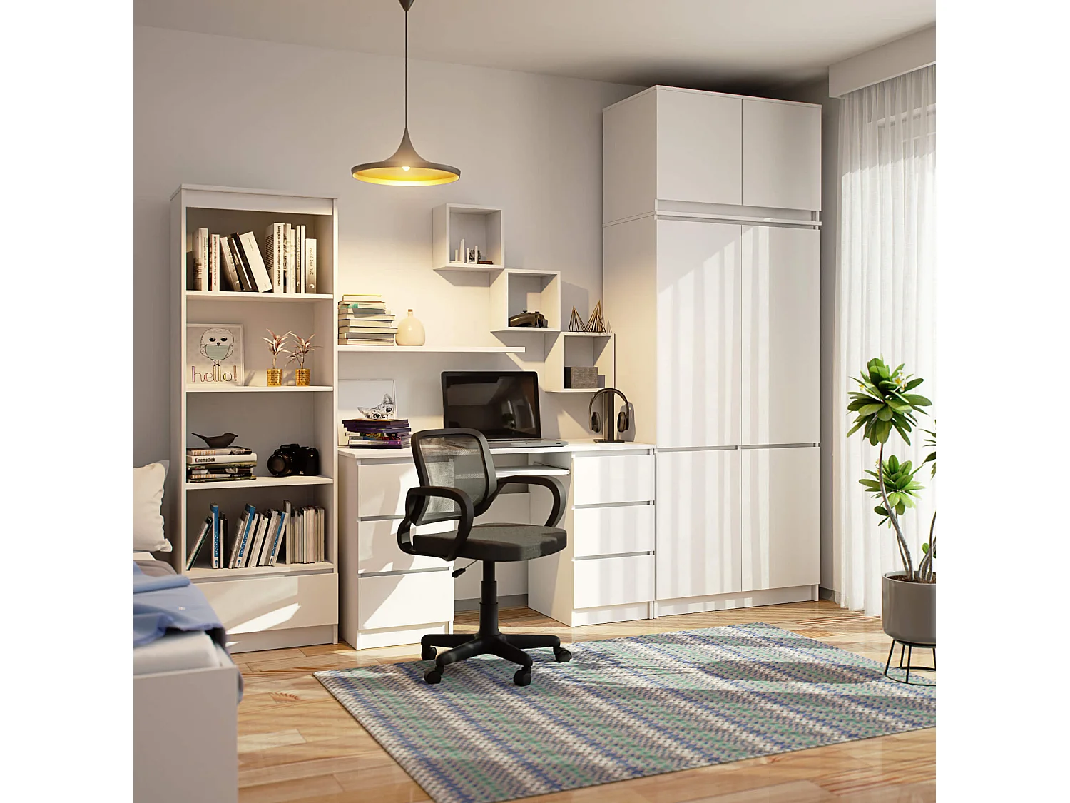 Kledingkast S90 met Opzetkast / Wit / 90 cm / 6 Deuren / 90 x 51 x 235 cm