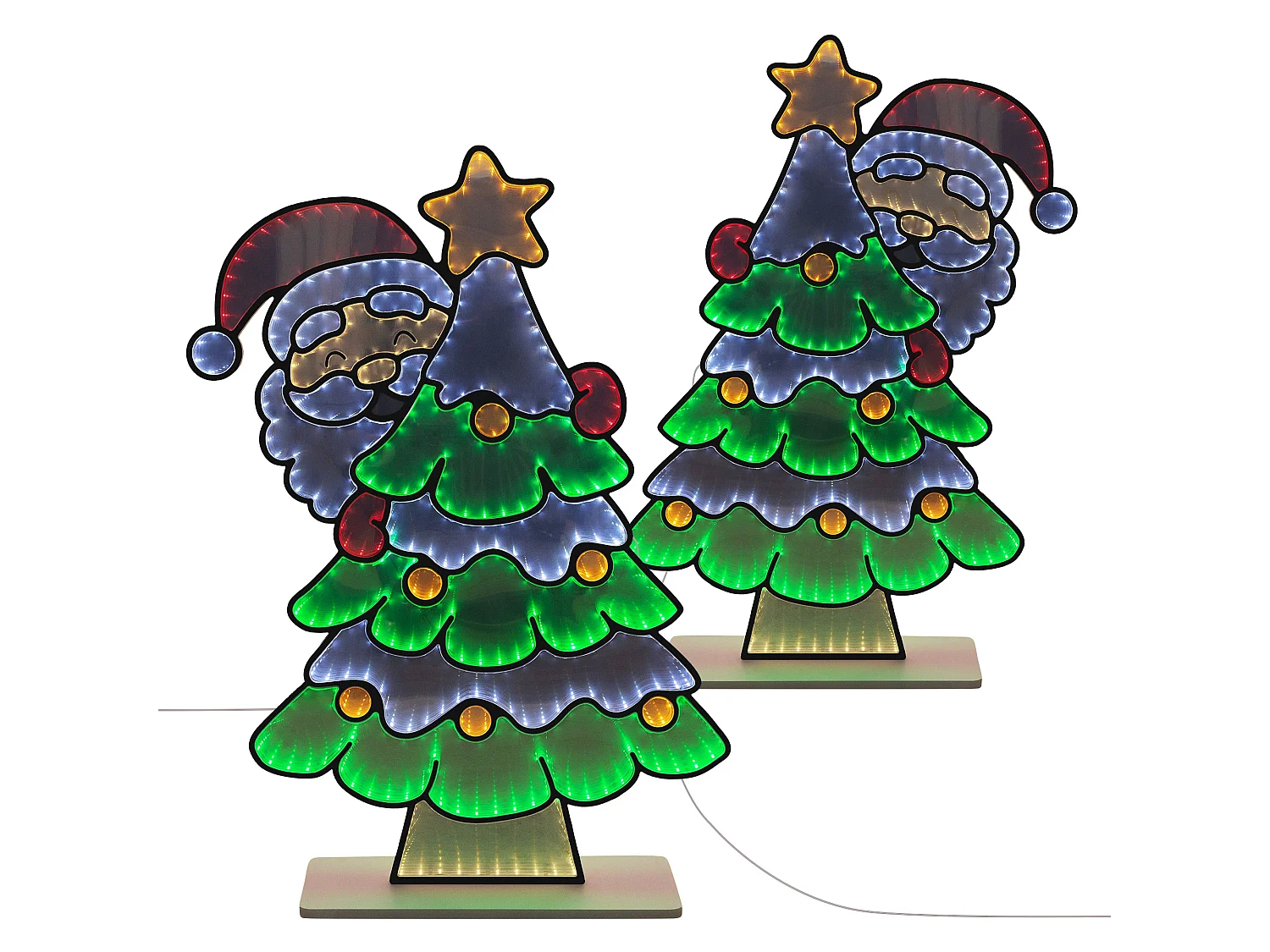 ECD Germany Decoración Navideña, árbol de navidad LED con efecto de espejo infinito 3D adorno para interiores iluminado por ambos lados y temporizador