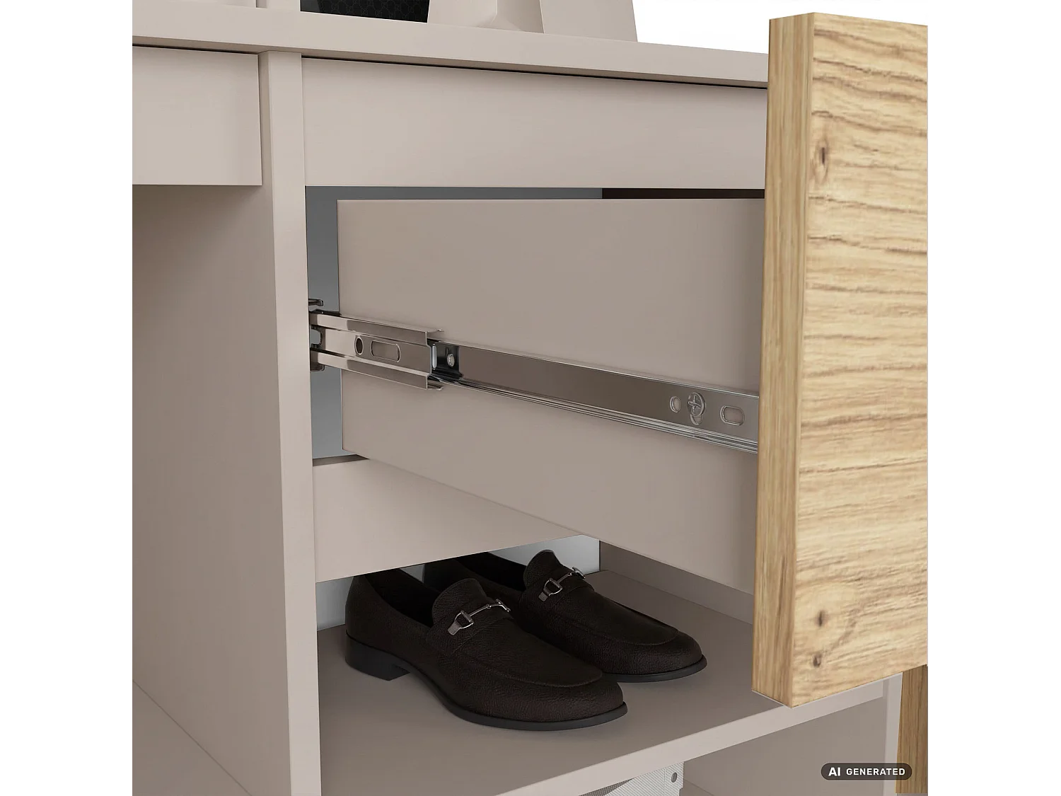 Mueble de recibidor ENTRO 95 cm con espejo perchero y zapatero Cachemira y Roble Artisan