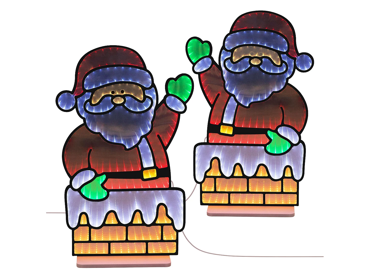 ECD Germany Decoración de Navidad, papá Noel LED efecto espejo infinito adorno navideño para interiores, lámpara iluminada por ambos lados 38x60 cm