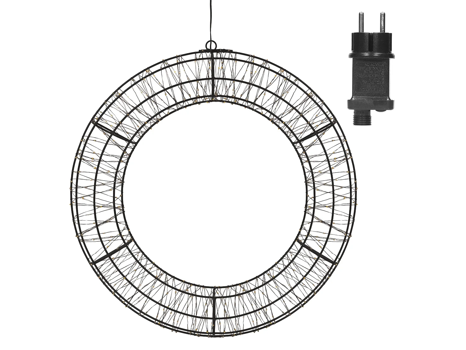 Couronne lumineuse de Noël LED Ø 50 cm décoration suspendue, anneau lumineux en métal, 720 LED blanc chaud, minuterie, íntérieur et extérieur, IP44