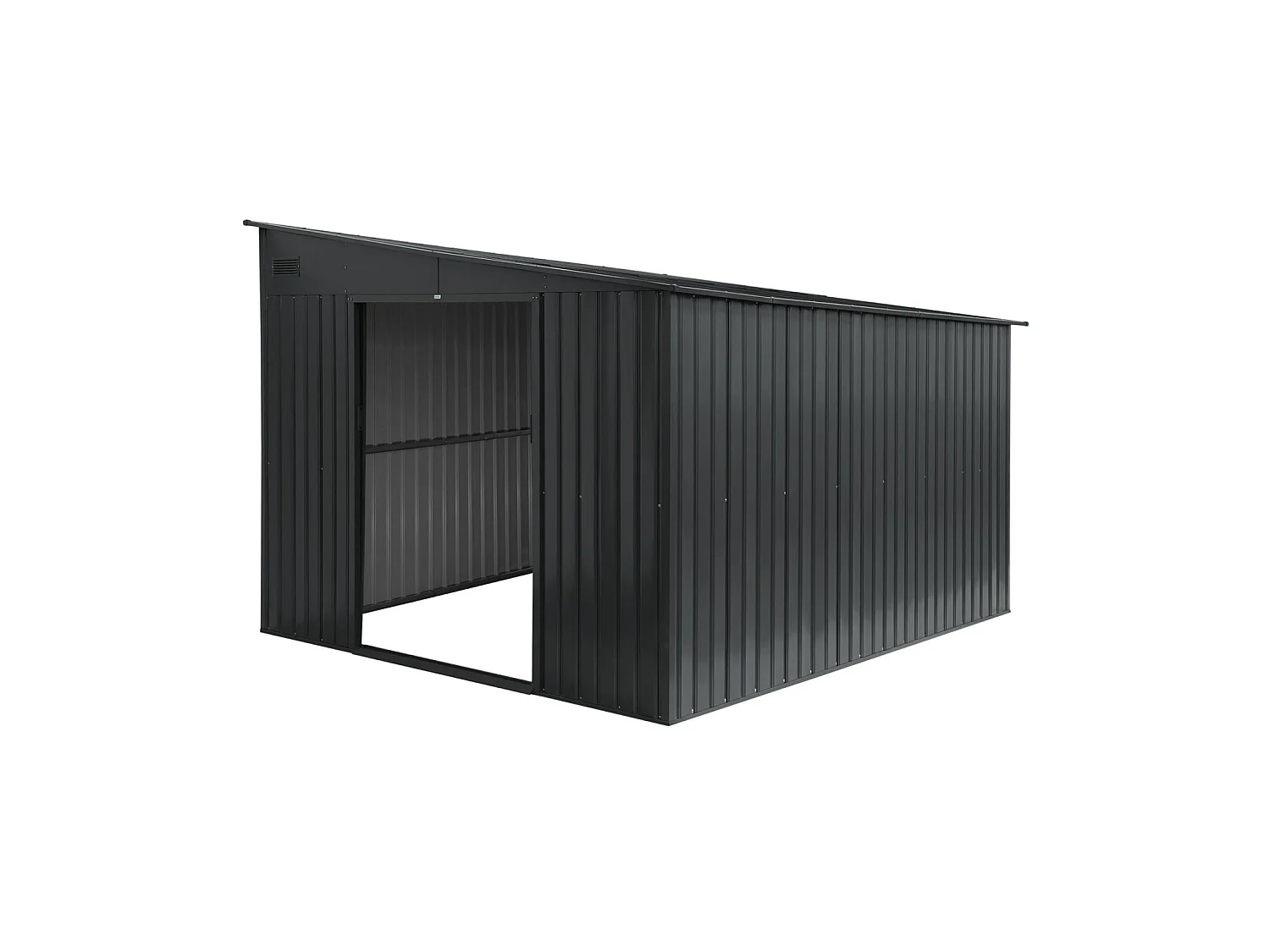 Abri de jardin adossable acier 8.96m² avec kit d'ancrage anthracite L 277.5 x l 322 x H 203 cm - Ornay
