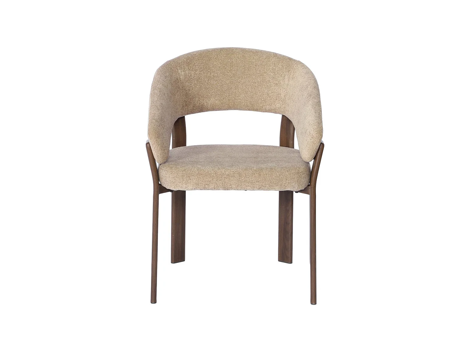 Lot de 2 fauteuils vintage acier effet bois foncé et tissu texturé taupe - Gloria