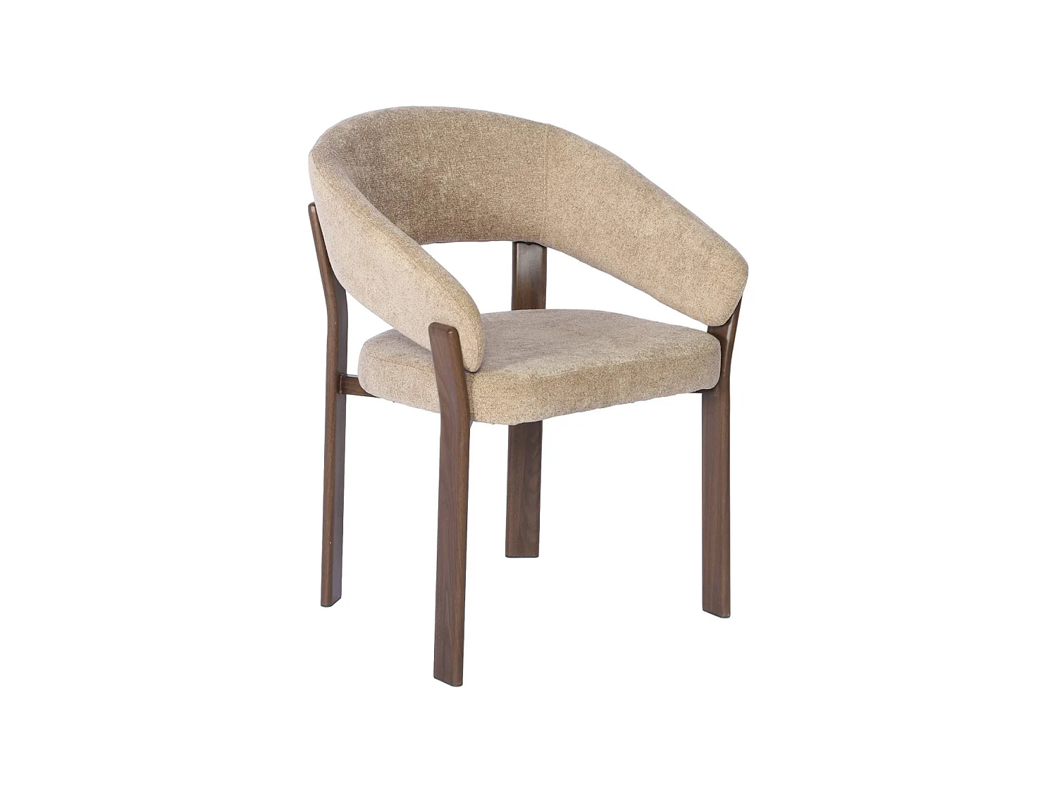 Lot de 2 fauteuils vintage acier effet bois foncé et tissu texturé taupe - Gloria