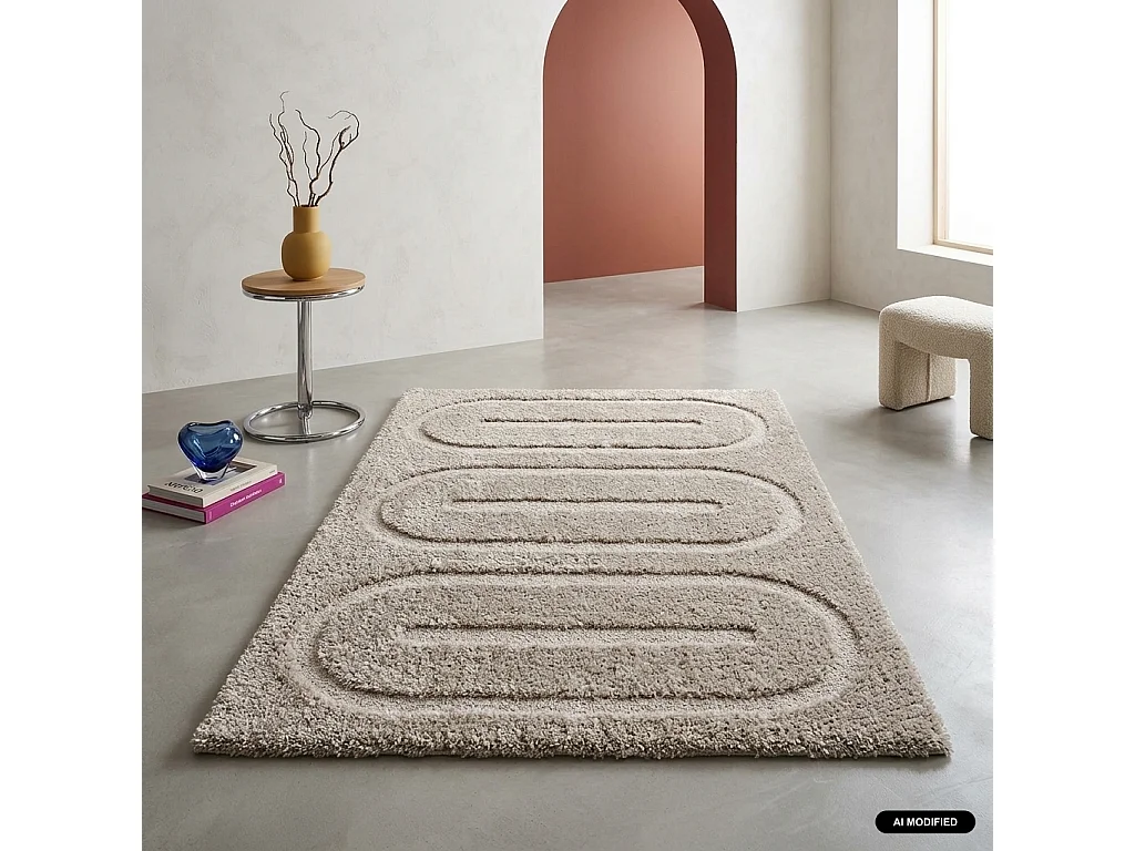 Tapis intérieur motifs géométriques taupe 80x150cm - Pio