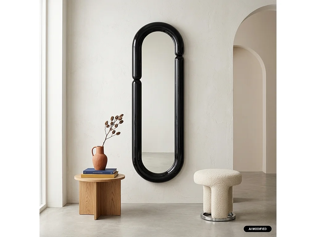 Espejo ovalado acabado brillante, 160cm negro