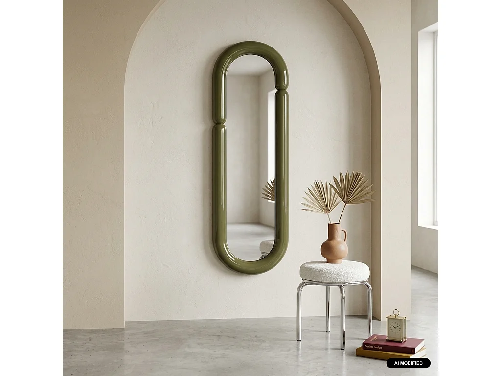 Espejo ovalado acabado brillante, 160cm verde