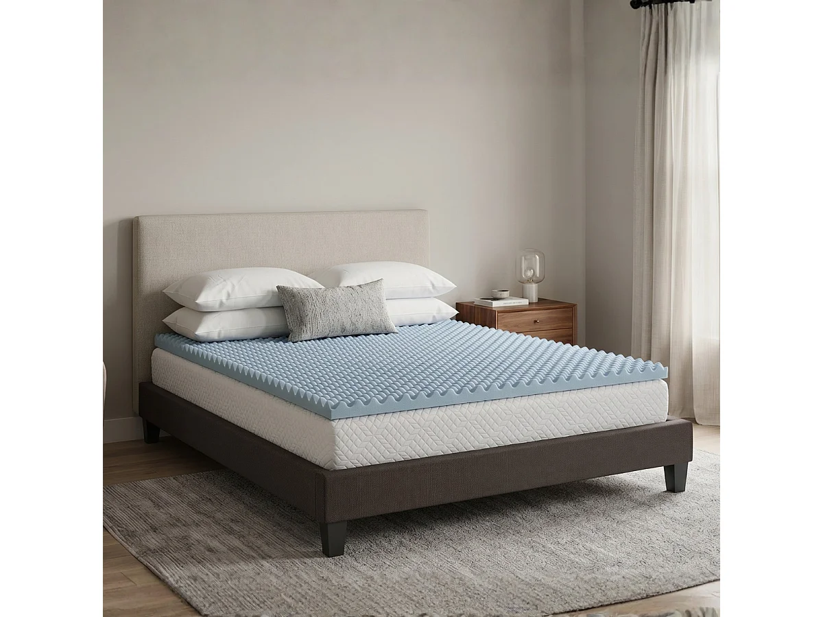 Surmatelas Mémoire de forme et Gel fraîcheur 6 cm HARMONIE 160x200 cm - Blanc