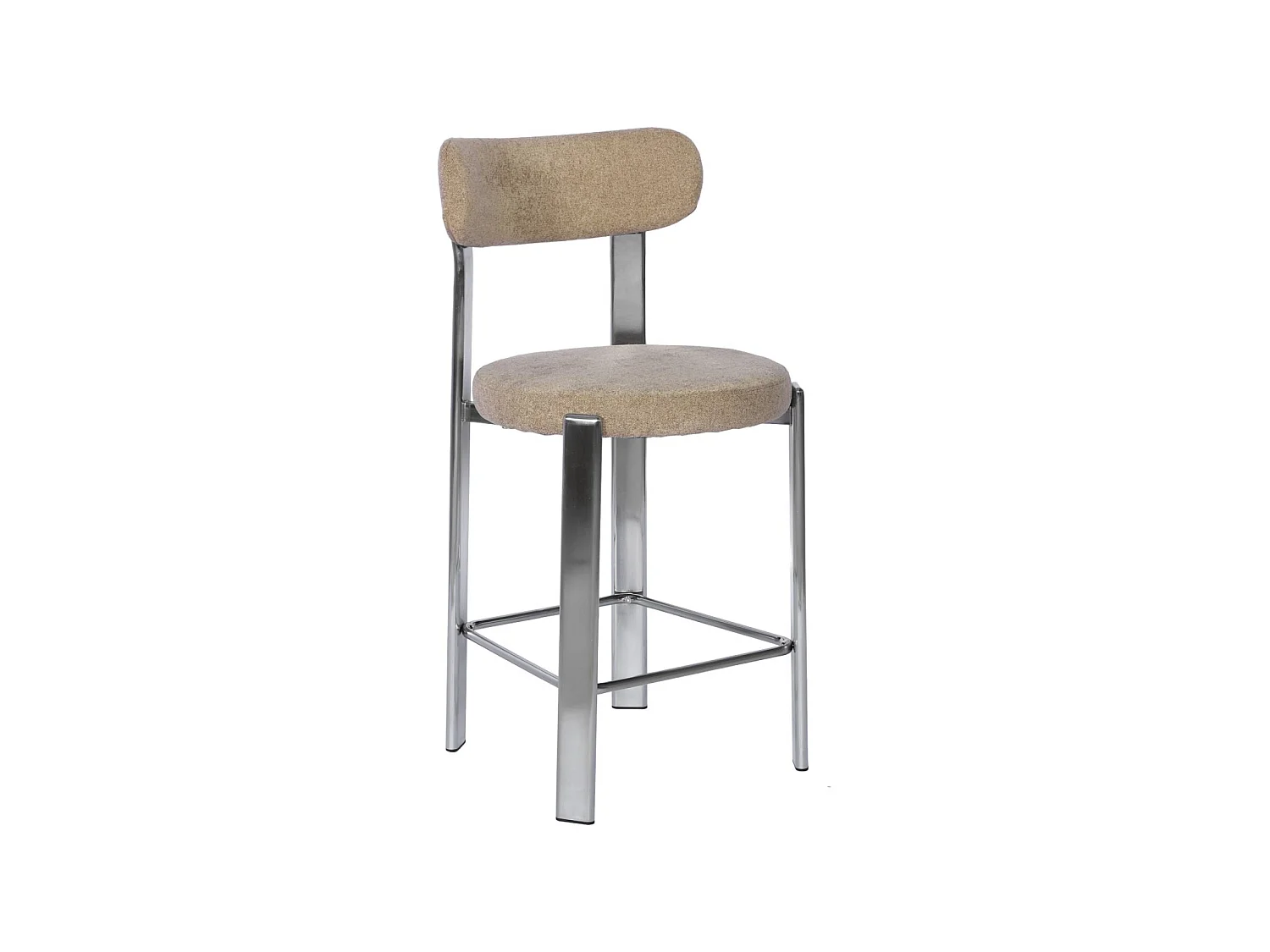 Lot de 2 tabourets de bar vintage acier chromé et tissu texturé taupe - Gloria