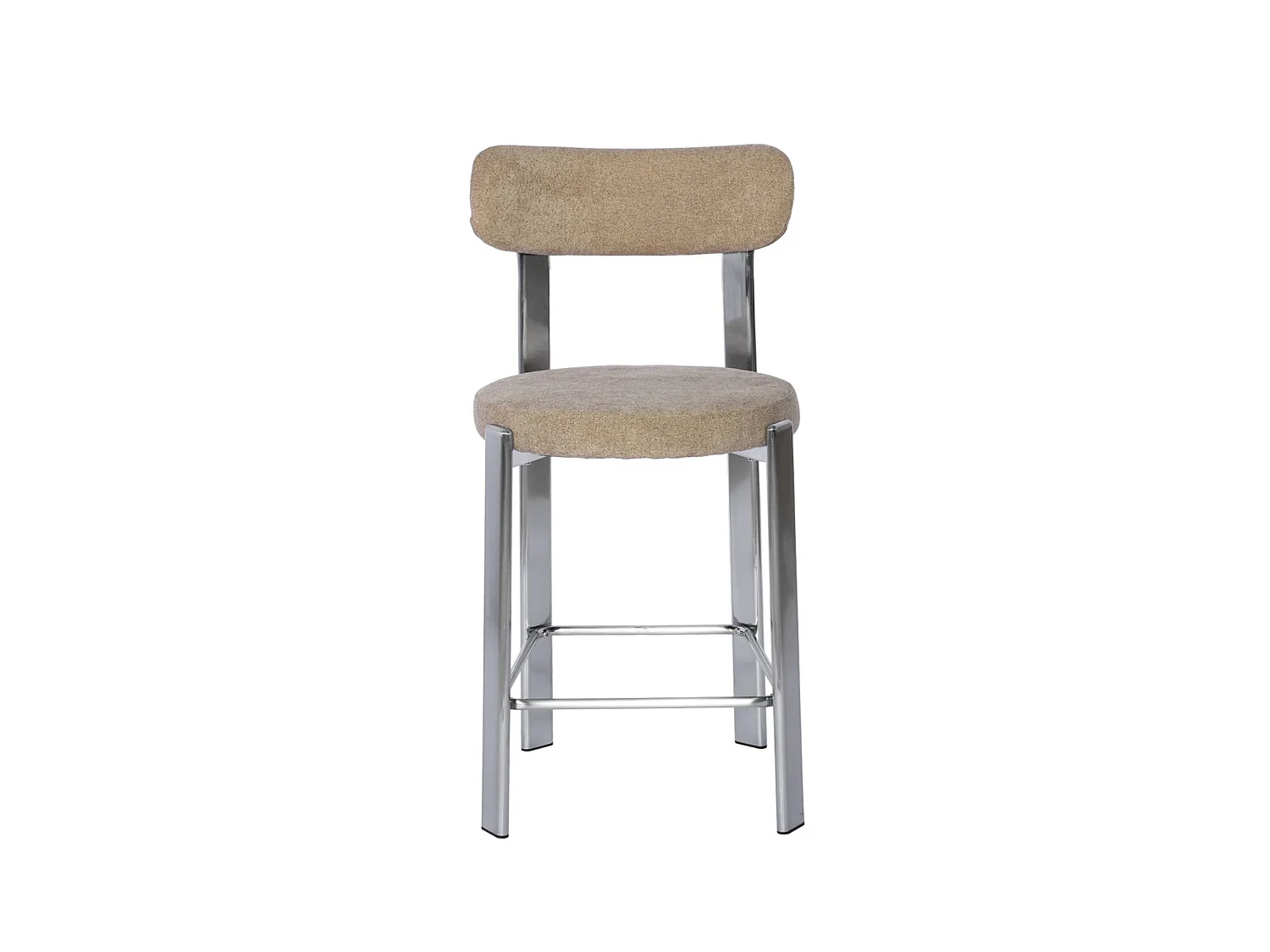 Lot de 2 tabourets de bar vintage acier chromé et tissu texturé taupe - Gloria