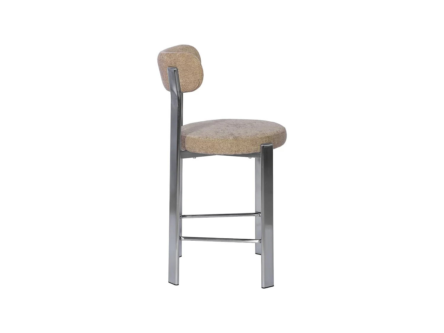 Lot de 2 tabourets de bar vintage acier chromé et tissu texturé taupe - Gloria