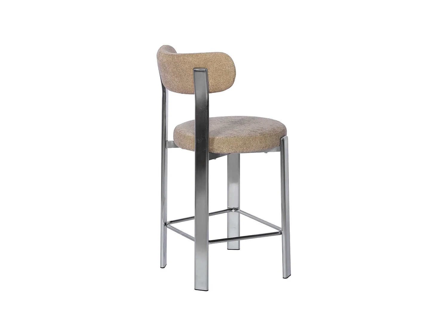 Lot de 2 tabourets de bar vintage acier chromé et tissu texturé taupe - Gloria