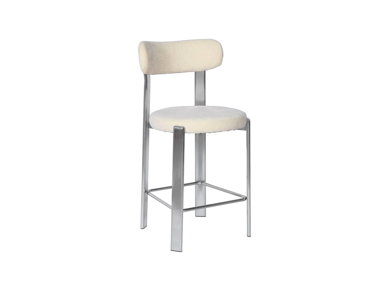 Lot de 2 tabourets de bar vintage acier chromé et tissu texturé crème - Gloria