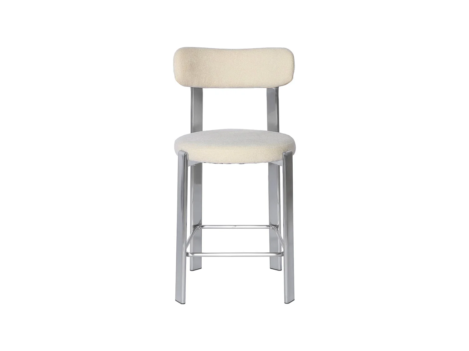 Lot de 2 tabourets de bar vintage acier chromé et tissu texturé crème - Gloria