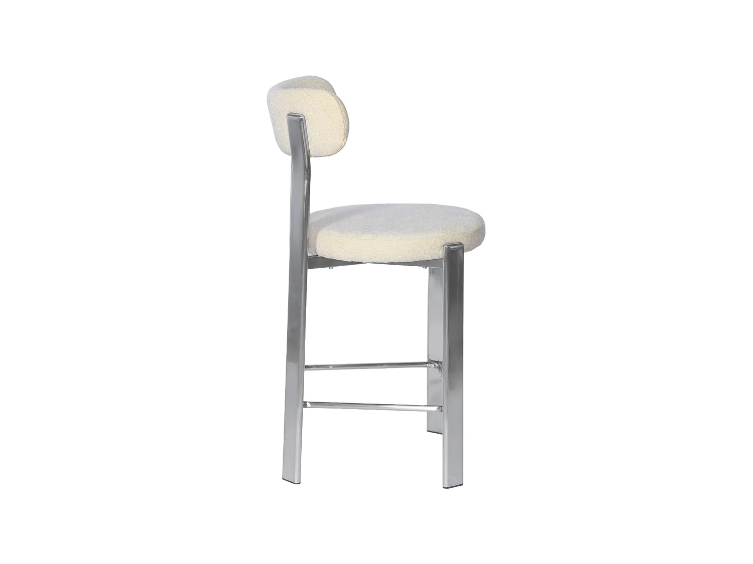 Lot de 2 tabourets de bar vintage acier chromé et tissu texturé crème - Gloria