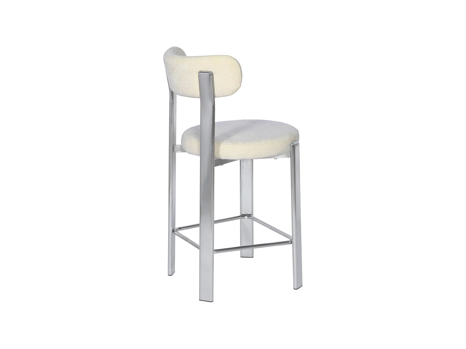 Lot de 2 tabourets de bar vintage acier chromé et tissu texturé crème - Gloria