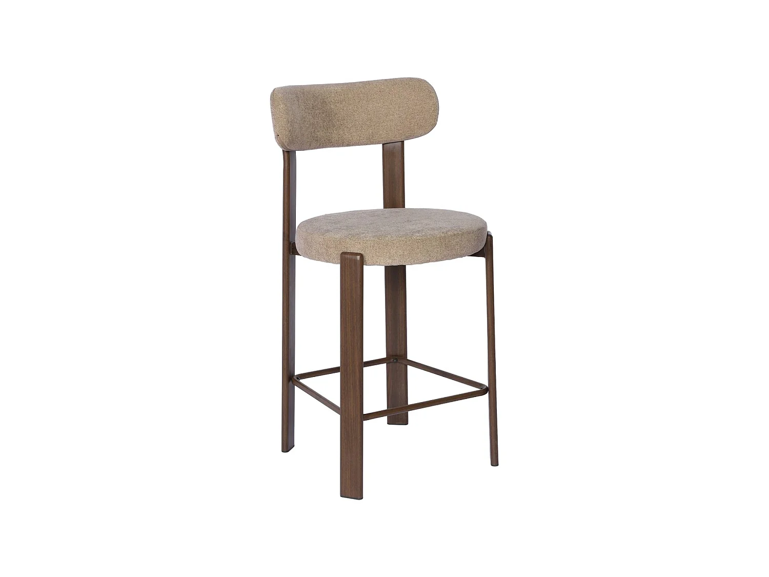 Lot de 2 tabourets de bar vintage acier effet bois foncé et tissu texturé taupe - Gloria
