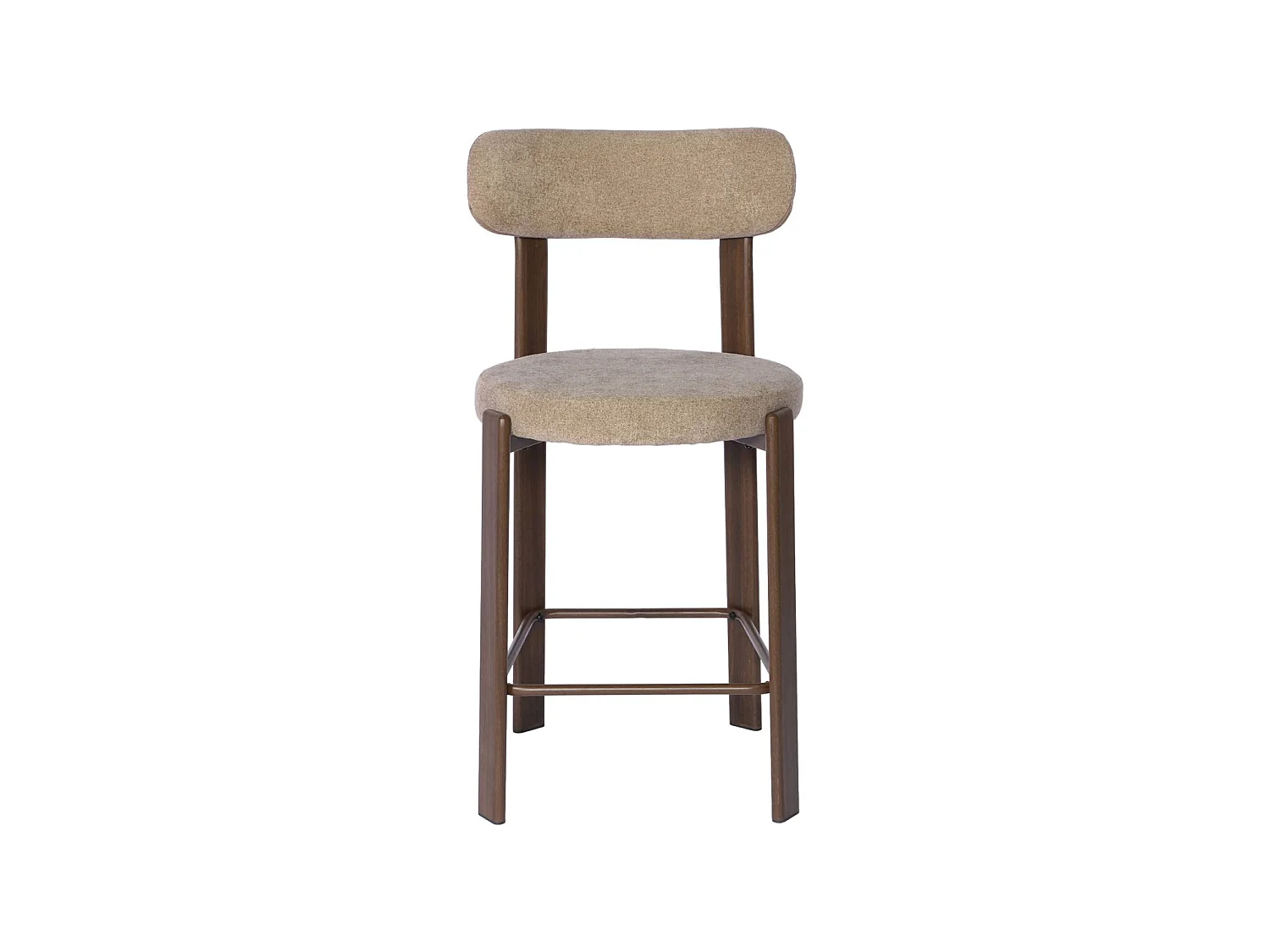 Lot de 2 tabourets de bar vintage acier effet bois foncé et tissu texturé taupe - Gloria