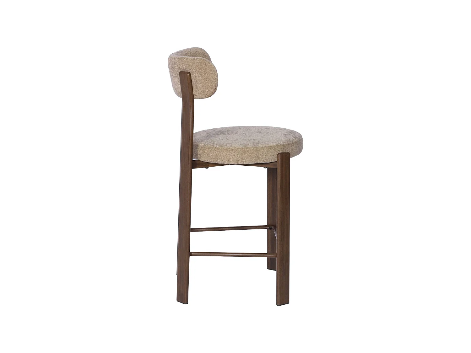 Lot de 2 tabourets de bar vintage acier effet bois foncé et tissu texturé taupe - Gloria