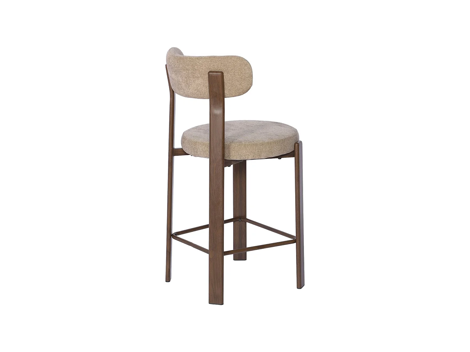 Lot de 2 tabourets de bar vintage acier effet bois foncé et tissu texturé taupe - Gloria