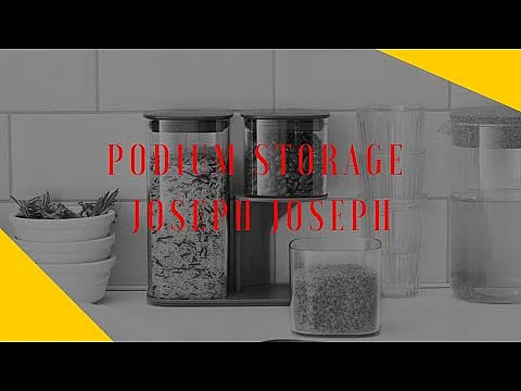 Podium™ Joseph Joseph, set de 5 bocaux en verre pour rangement, accès facile, couvercles hermétiques et design empilable, acier inoxydable gris.