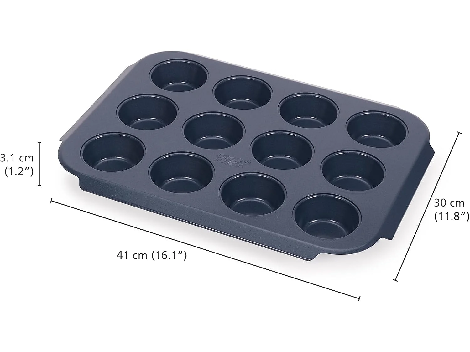 Bandeja para 12 muffins Joseph Joseph Nest Bake, antiadherente con asas ergonómicas, recubrimiento duradero, fácil de limpiar y apilable