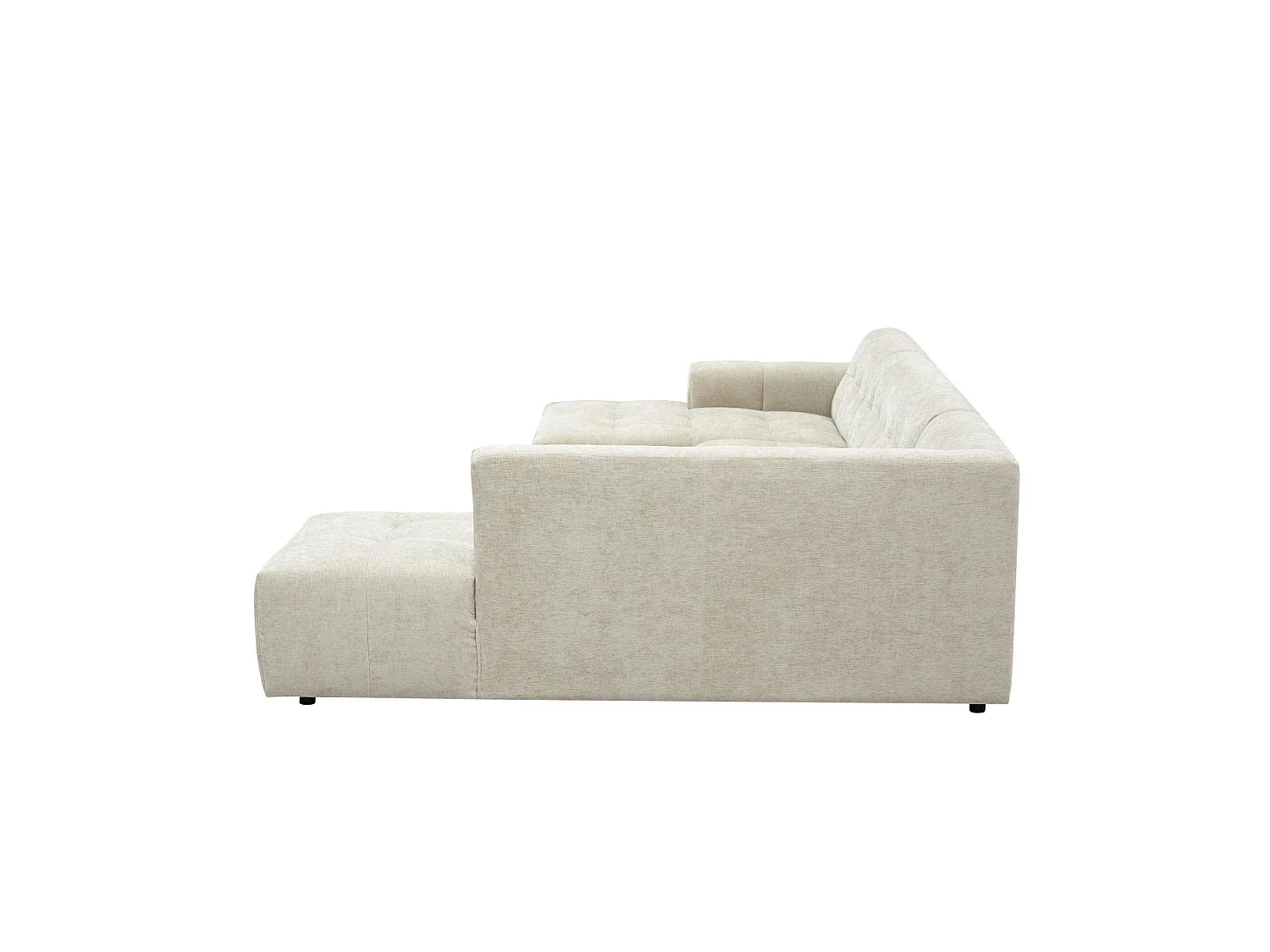 Canapé en U beige effet matelassé avec méridienne droite RIVOLI