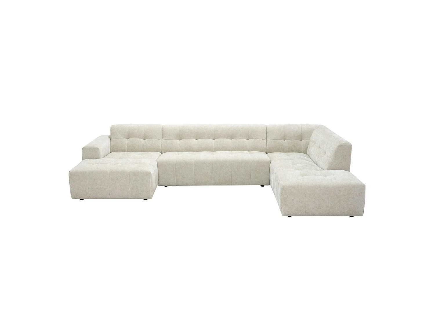 Canapé en U beige effet matelassé avec méridienne droite RIVOLI