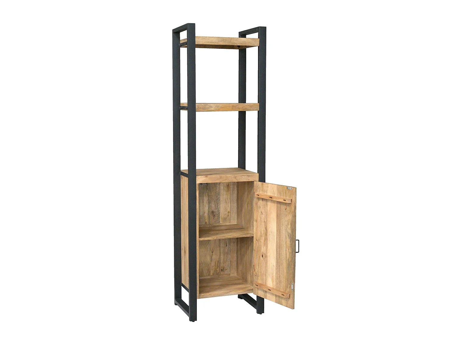 Colonne salon bois métal 1 porte 2 plateaux MILORA