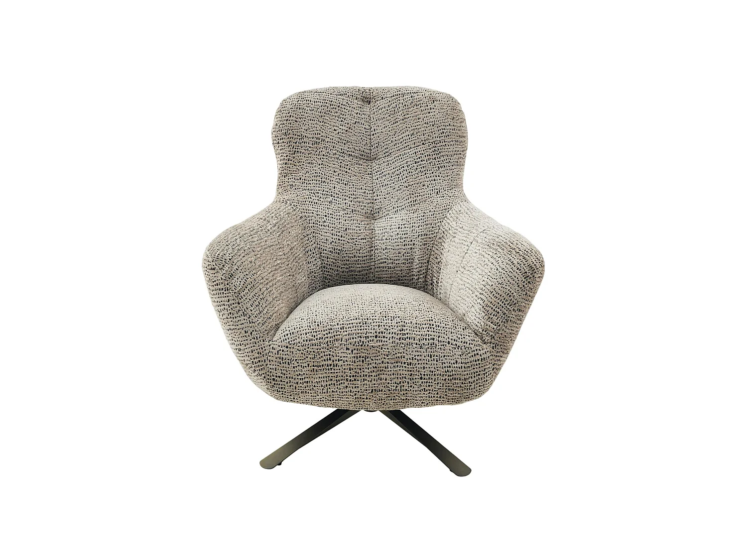 Fauteuil de salon pivotant taupe moucheté CORTINA