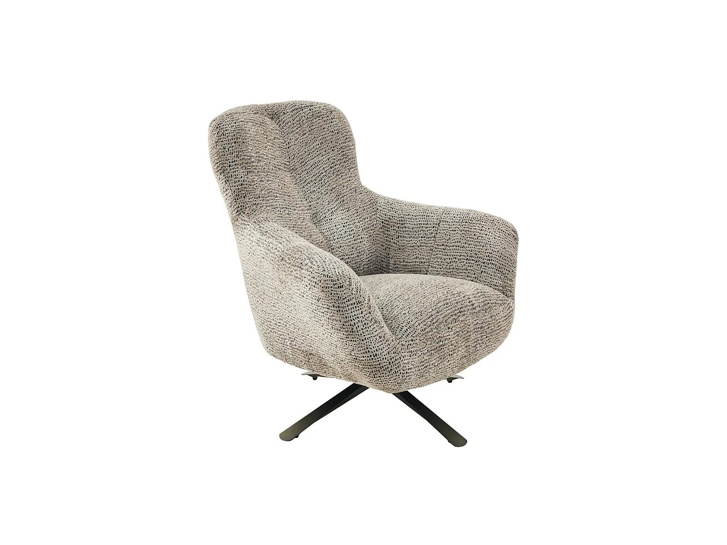 Fauteuil de salon pivotant taupe moucheté CORTINA