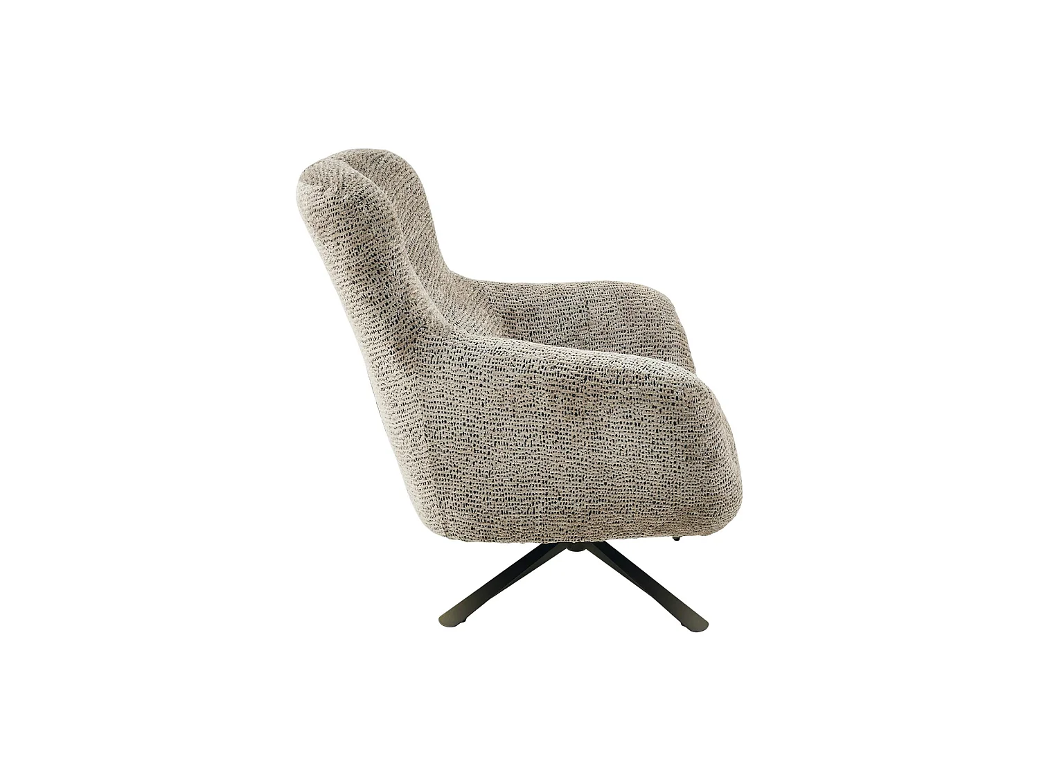 Fauteuil de salon pivotant taupe moucheté CORTINA