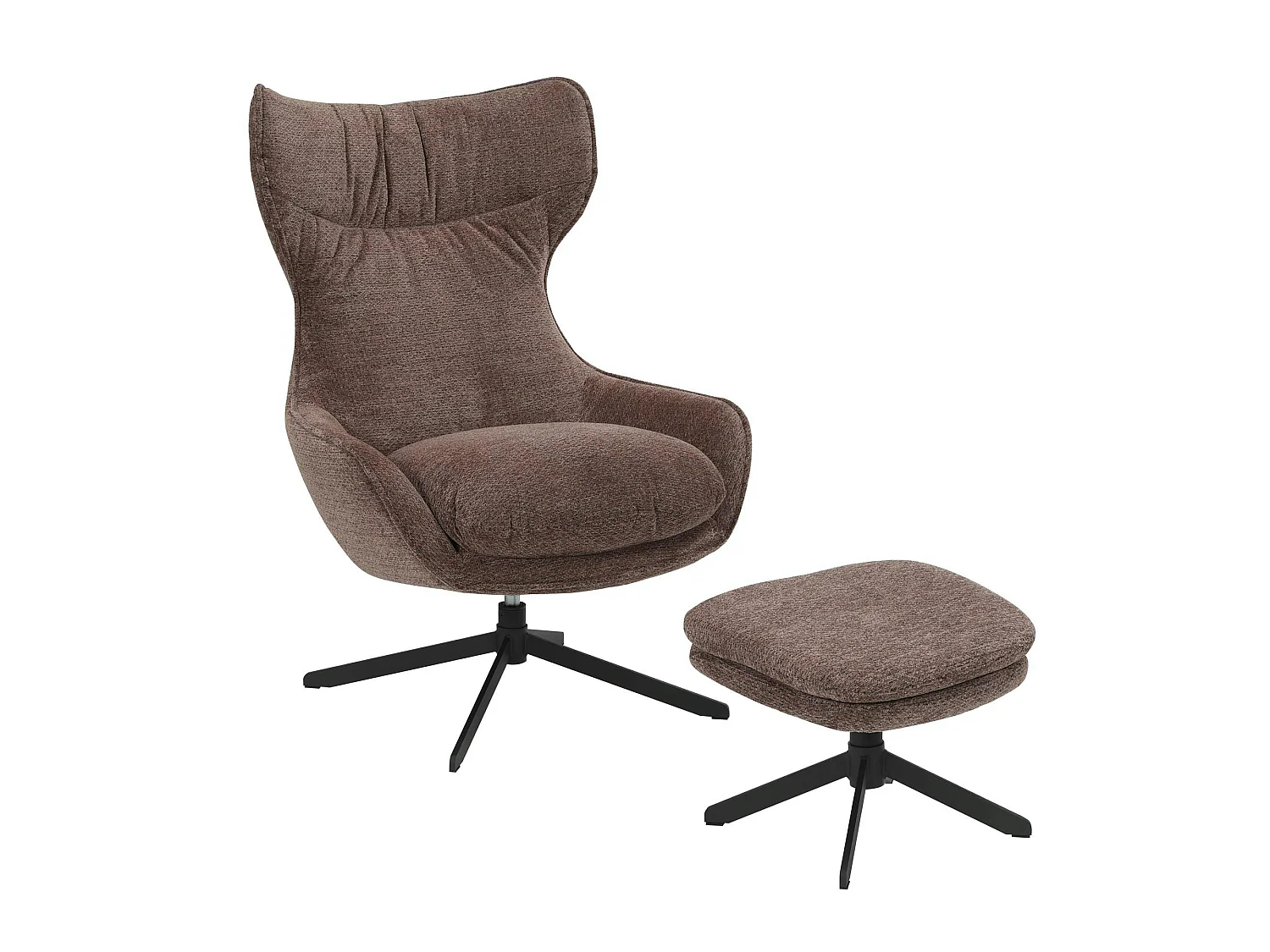 Fauteuil relax pivotant taupe avec repose-pieds CORTINA