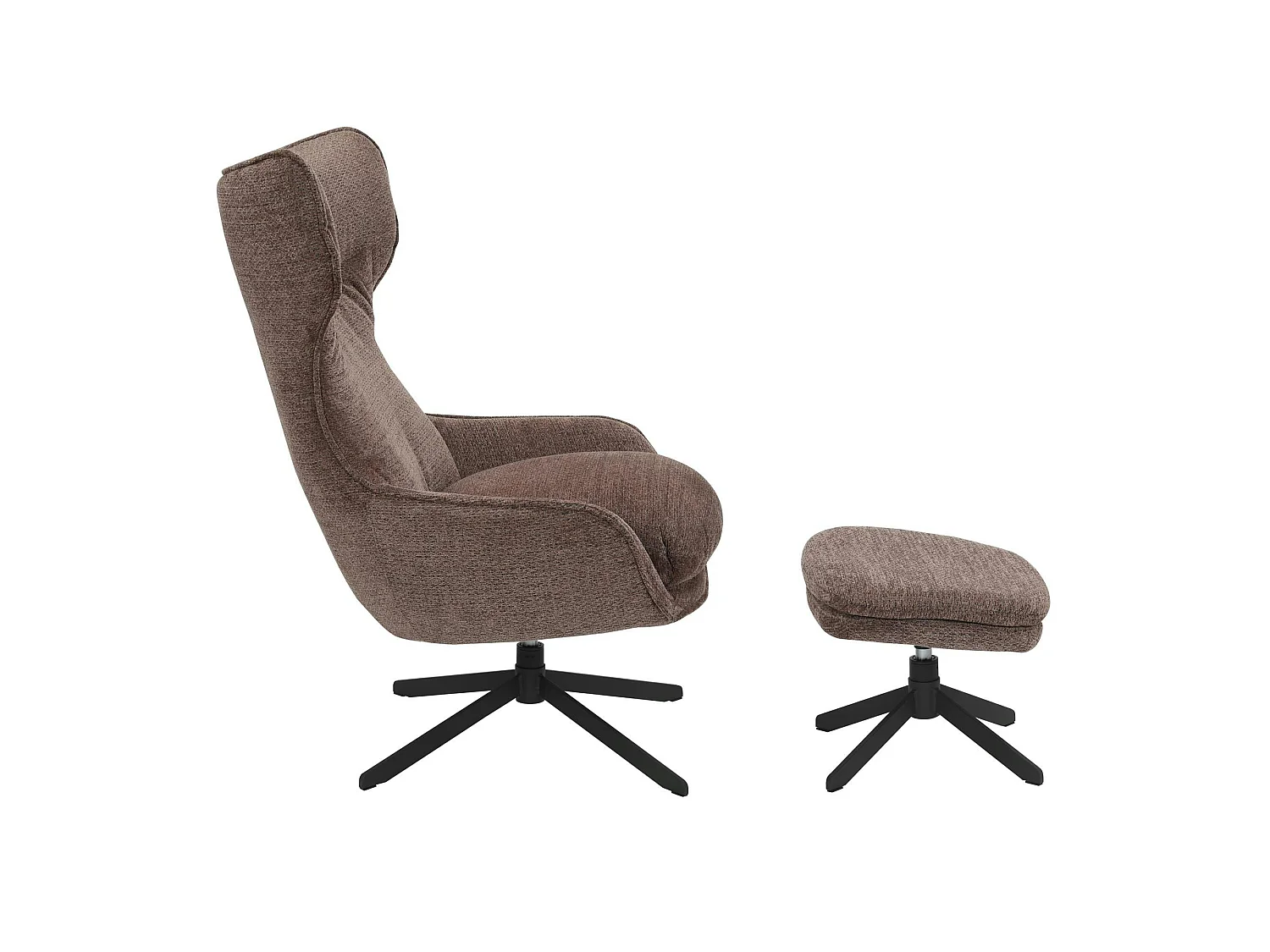 Fauteuil relax pivotant taupe avec repose-pieds CORTINA