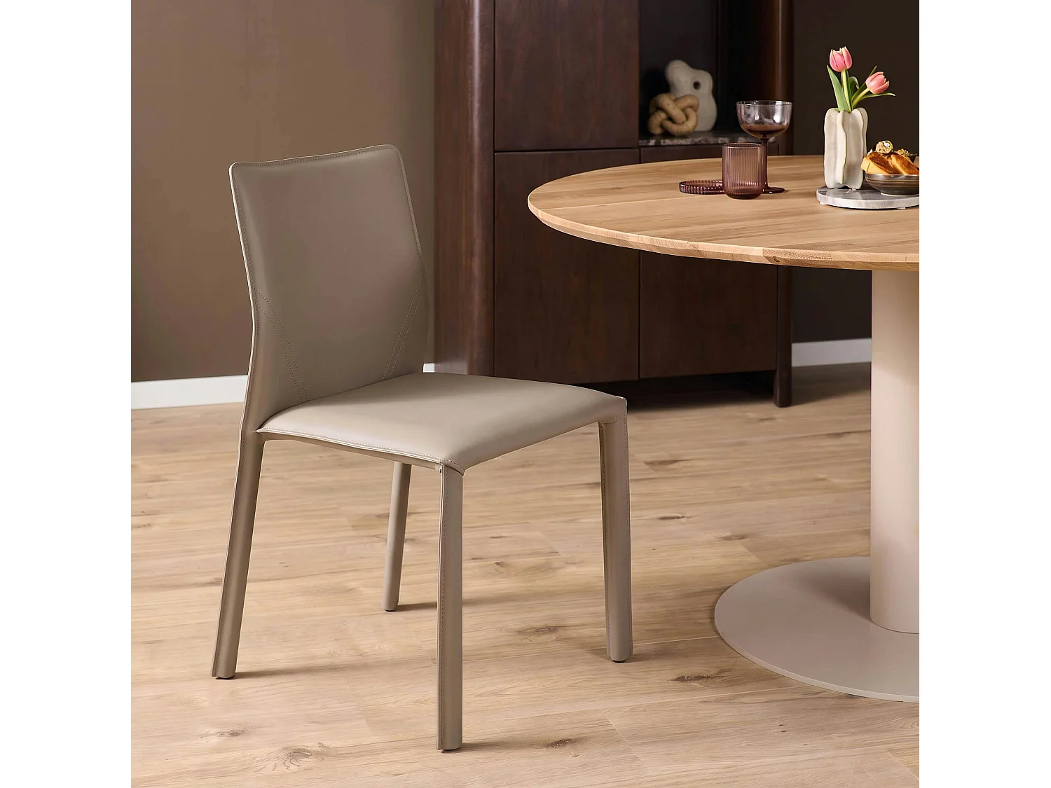 Chaise taupe moderne en simili (x2) CORTINA