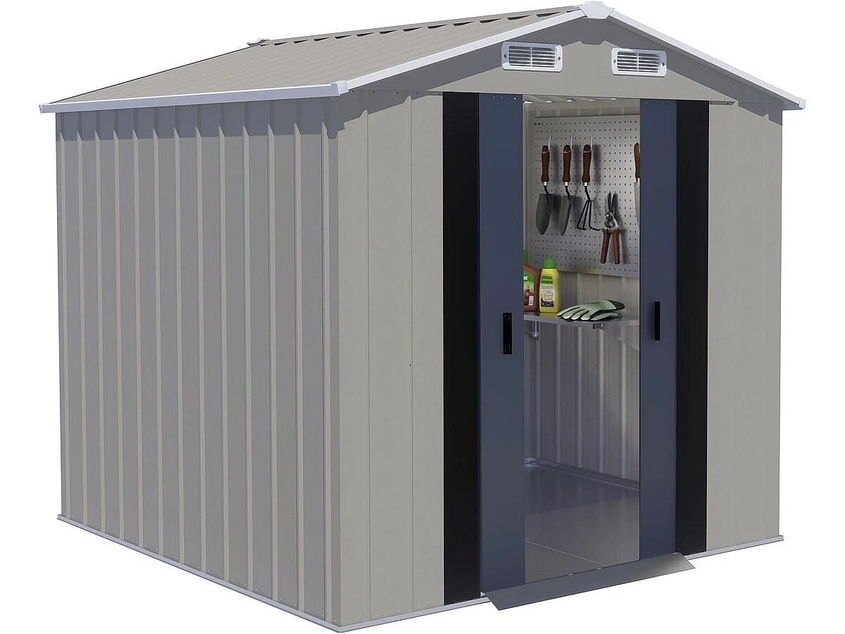 Abri de jardin en métal "Nebraska" - 4,12 m² - Gris