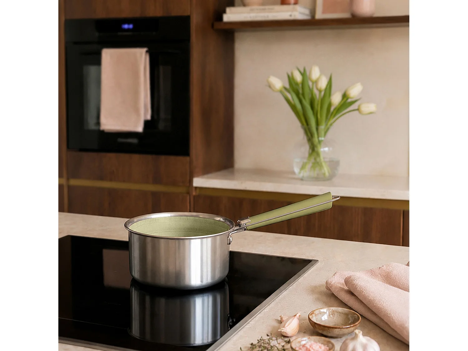 Menastyl - Casserole Aglae 16cm En Acier Inoxydable Vert