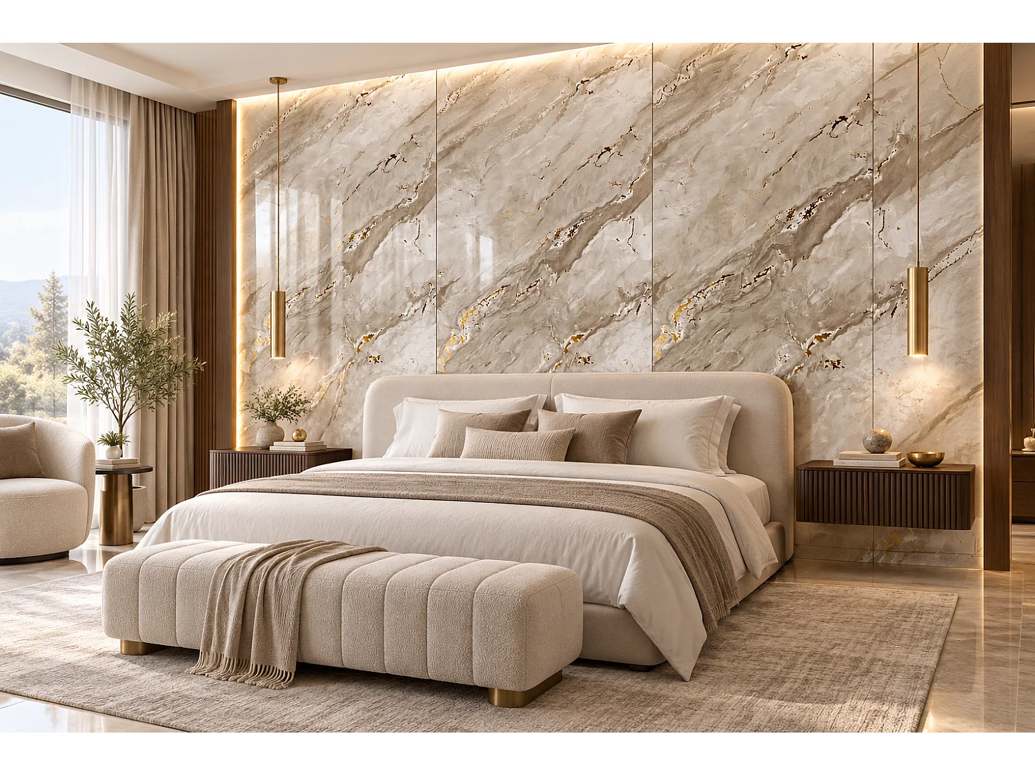 Plaque murale PVC effet marbre PS-905 Aurelia BEIGE 260 × 122 cm