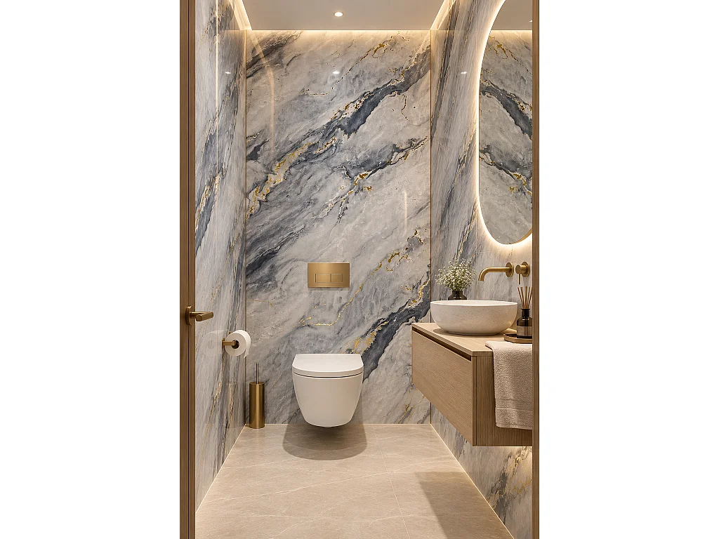Panneau mural PVC effet marbre PS-906 Aurelia Blue - 260 × 122 cm