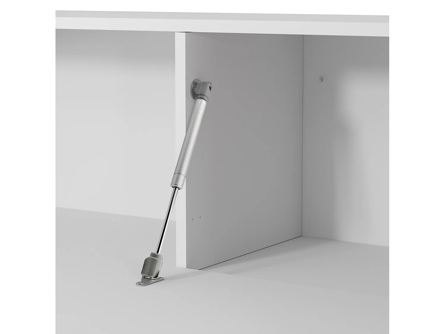Meuble TV Nexos à poser ou suspendu avec 3 portes blanc brillant/chêne 210x40x50 cm