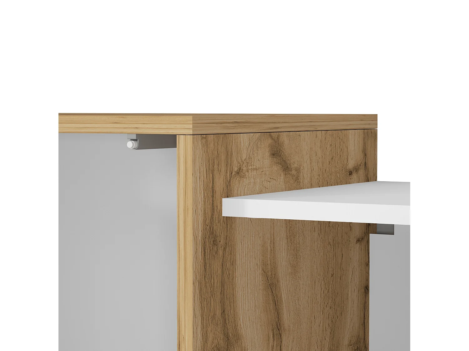 Meuble TV Nexos à poser ou suspendu avec 3 portes blanc brillant/chêne 210x40x50 cm