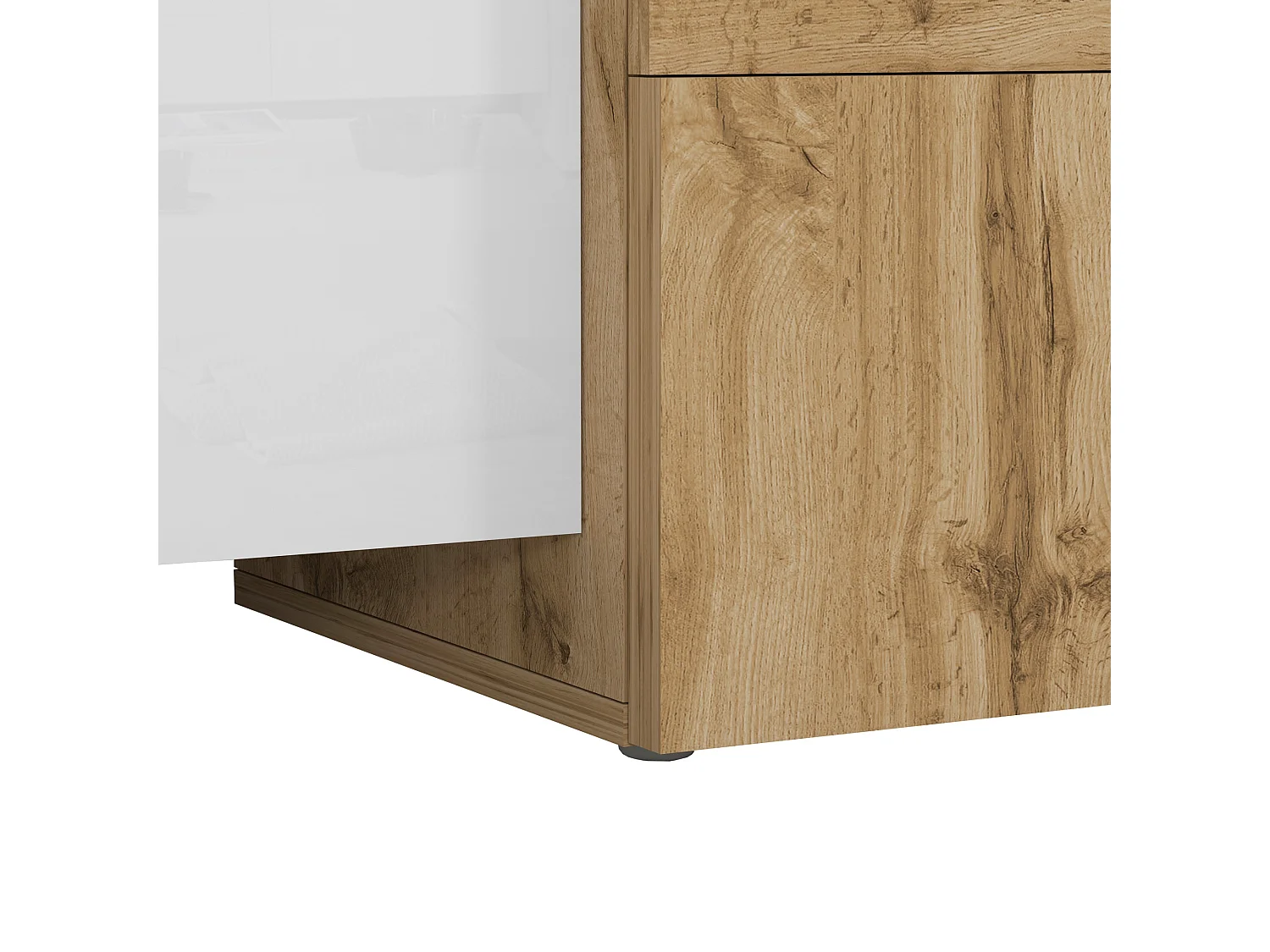 Meuble TV Nexos à poser ou suspendu avec 3 portes blanc brillant/chêne 210x40x50 cm