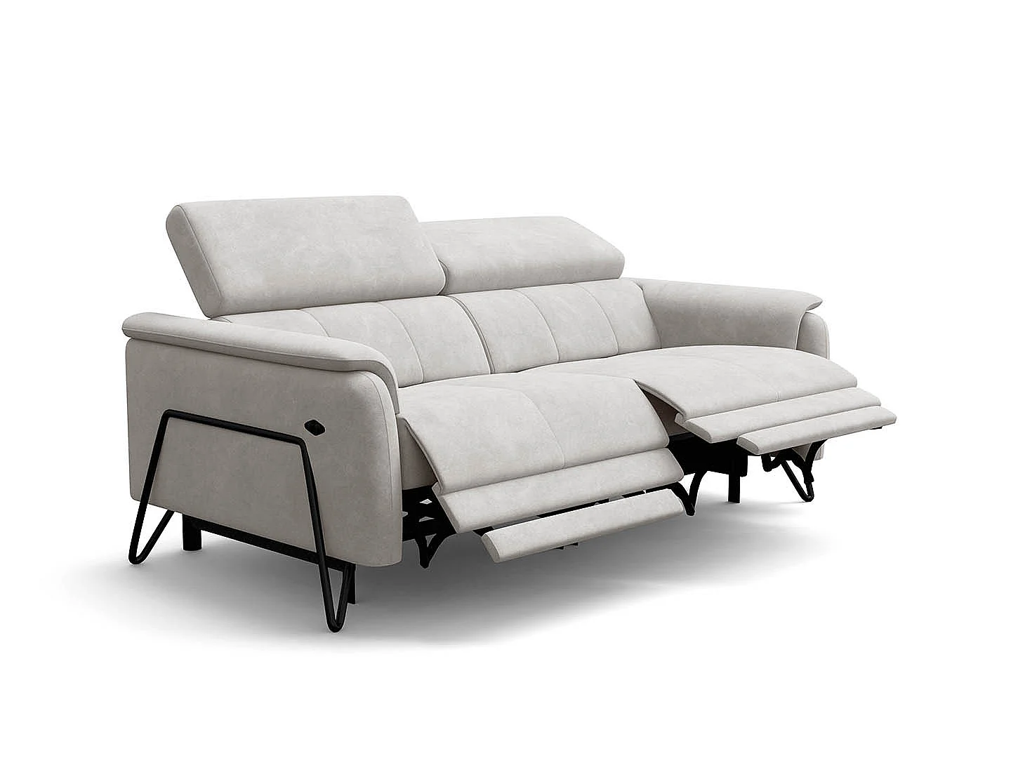 Relaxsofa 3-Sitzer RODEN, mit 2 Relax, creme Veloursstoff
